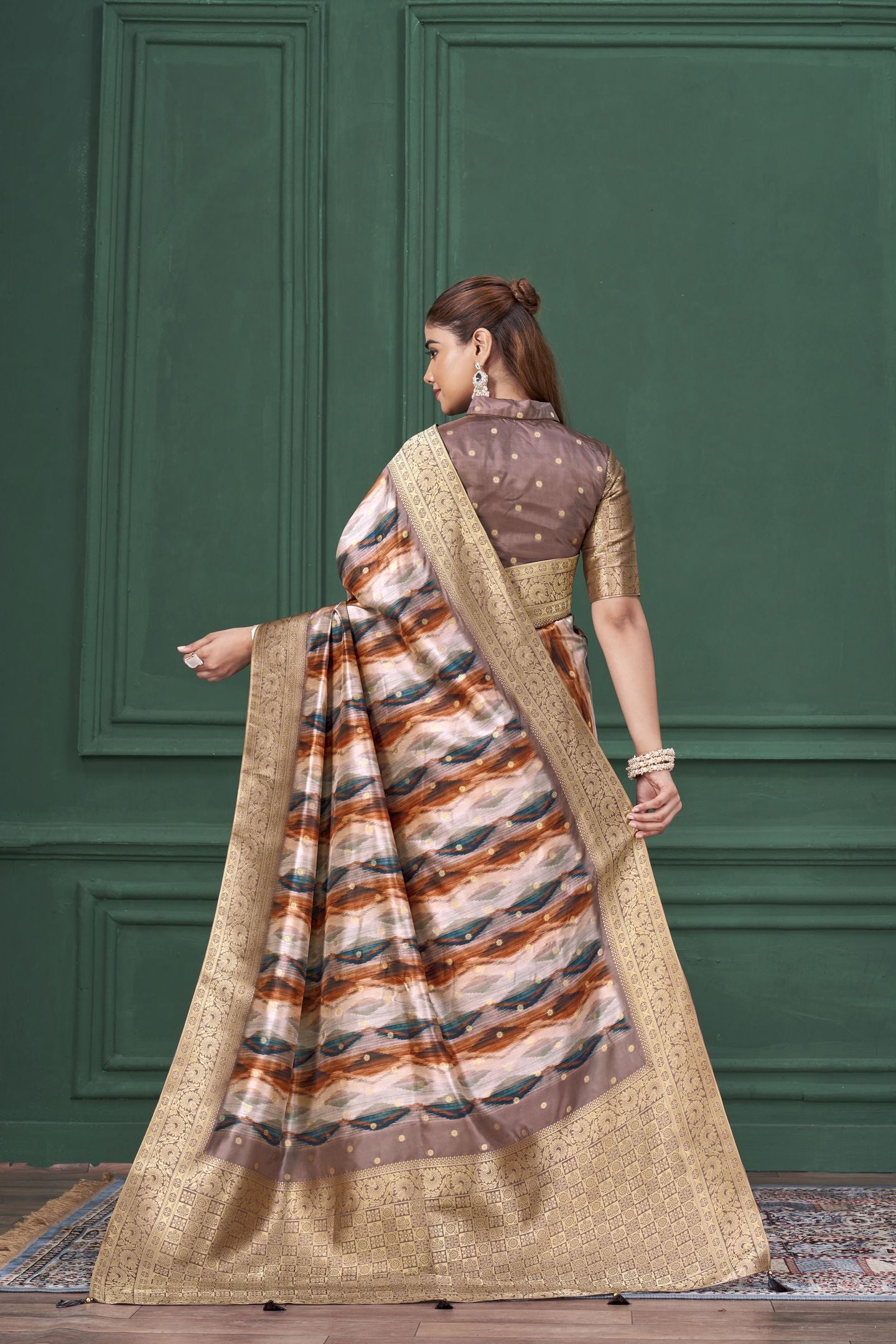 Lilac Purple Tussar Silk Jacquard Saree: Abstract Digital Print, Mohira Collection Unstitched Blouse