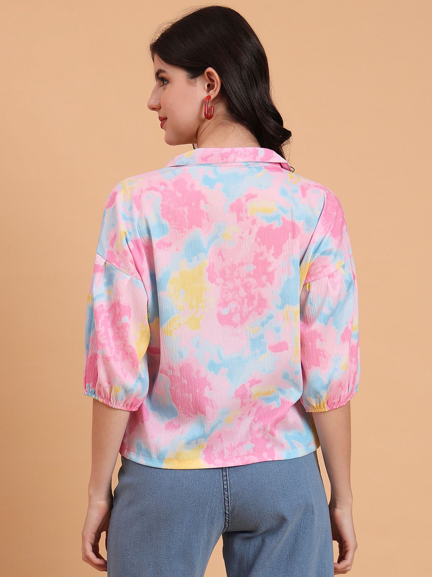 Pink Readymade Crocks Shirt: Designer Printed on Delta Fabric