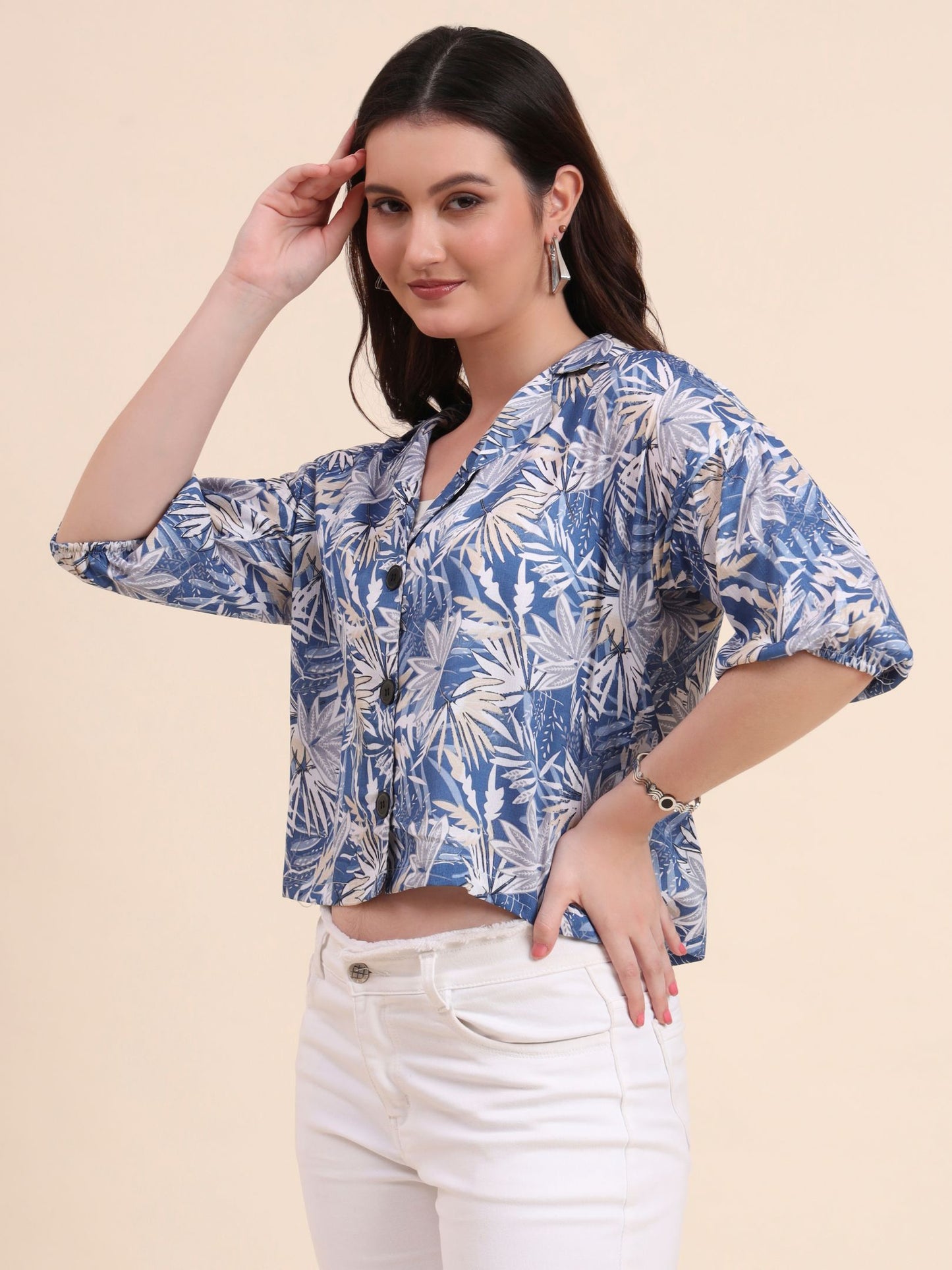 Blue Readymade Crocks Shirt: Designer Printed on Delta Fabric