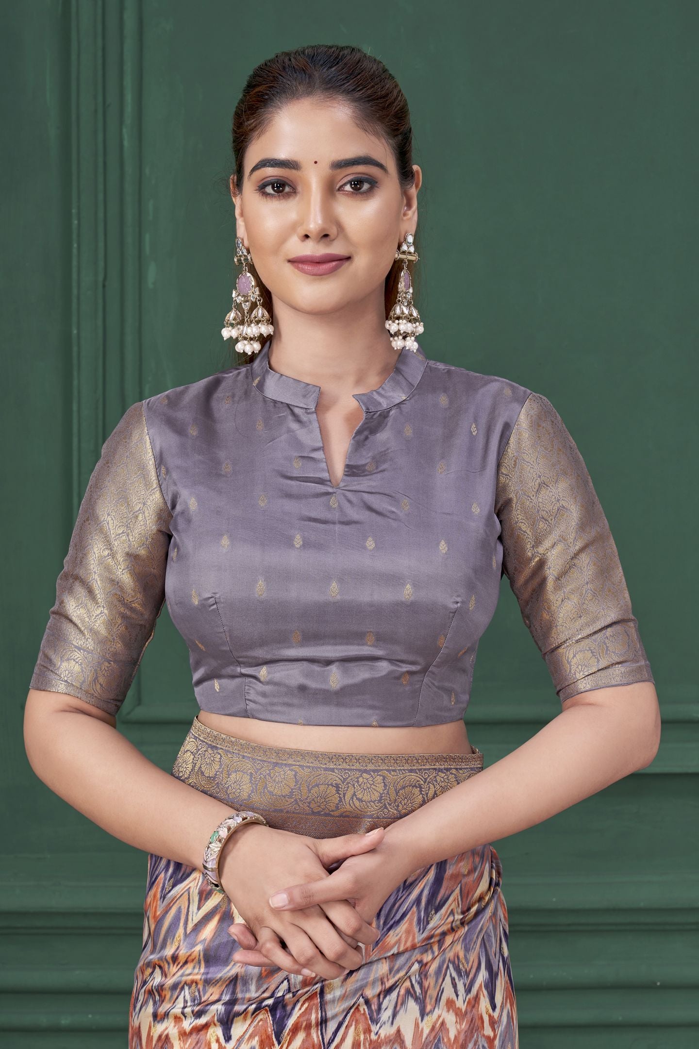 Purple Tussar Silk Jacquard Saree: Abstract Digital Print, Mohira Collection Unstitched Blouse