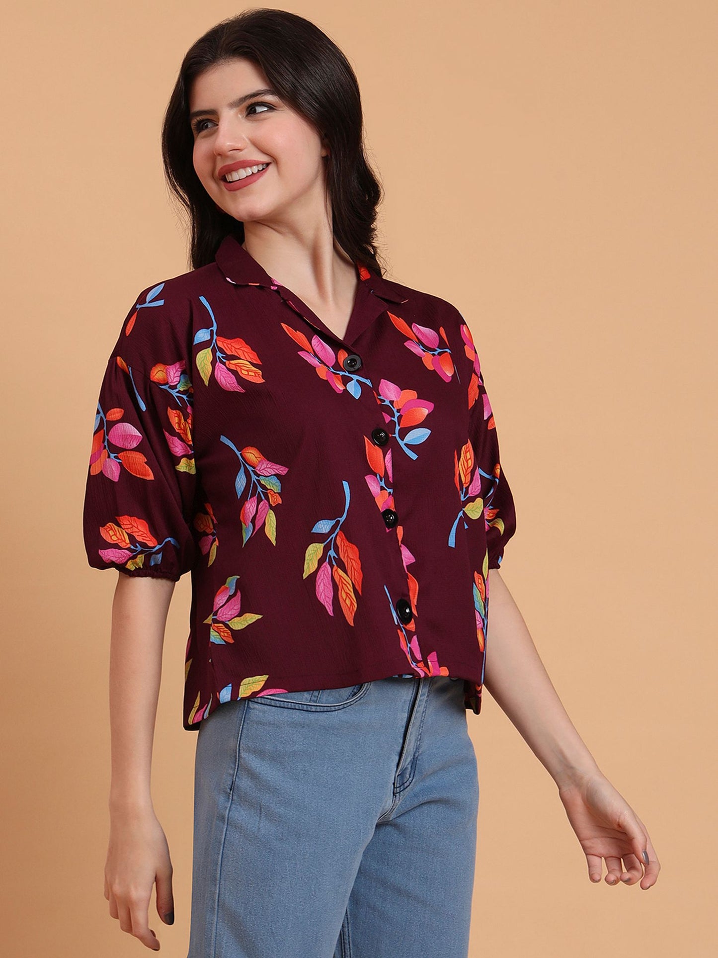 Wine Readymade Crocks Shirt: Designer Printed on Delta Fabric