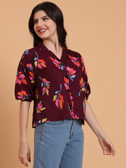 Wine Readymade Crocks Shirt: Designer Printed on Delta Fabric
