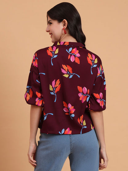 Wine Readymade Crocks Shirt: Designer Printed on Delta Fabric