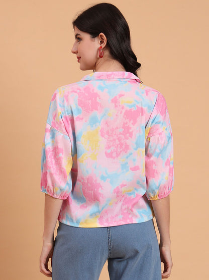 Pink Readymade Crocks Shirt: Designer Printed on Delta Fabric