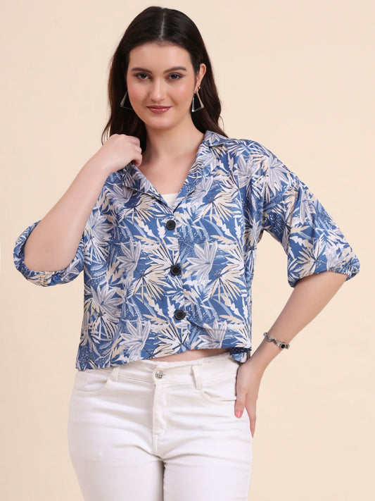 Blue Readymade Crocks Shirt: Designer Printed on Delta Fabric