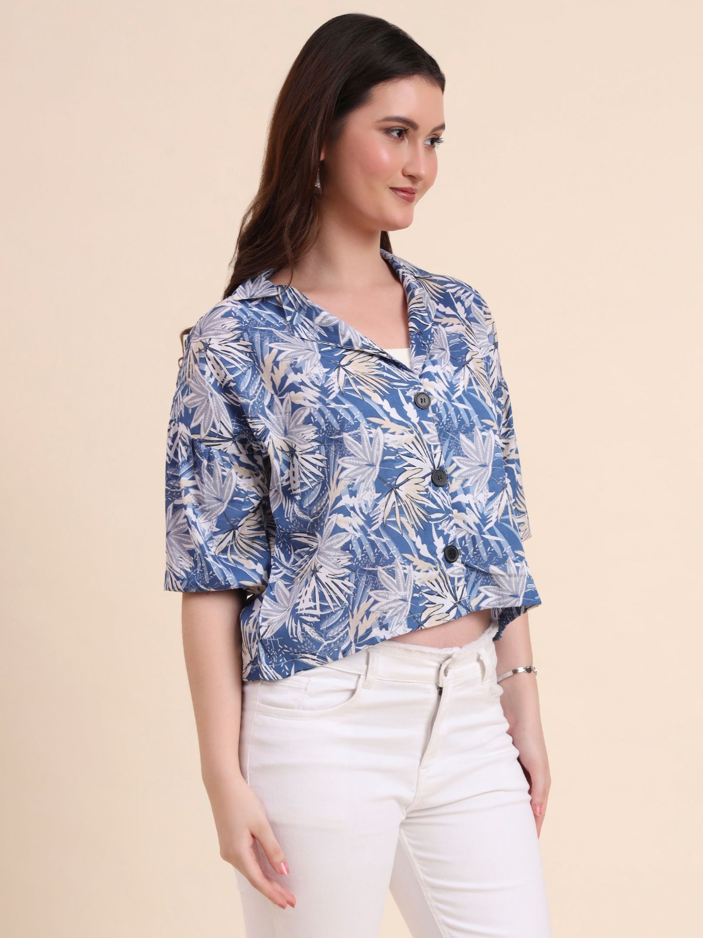 Blue Readymade Crocks Shirt: Designer Printed on Delta Fabric