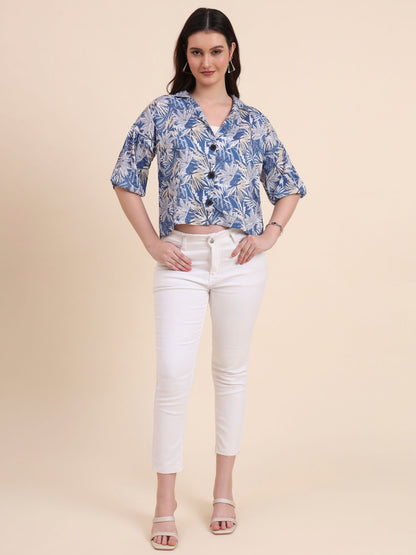 Blue Readymade Crocks Shirt: Designer Printed on Delta Fabric