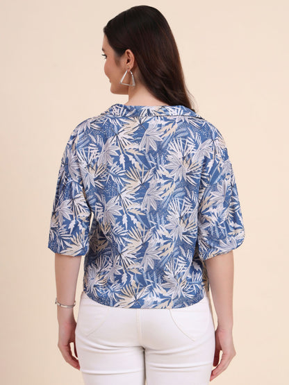 Blue Readymade Crocks Shirt: Designer Printed on Delta Fabric
