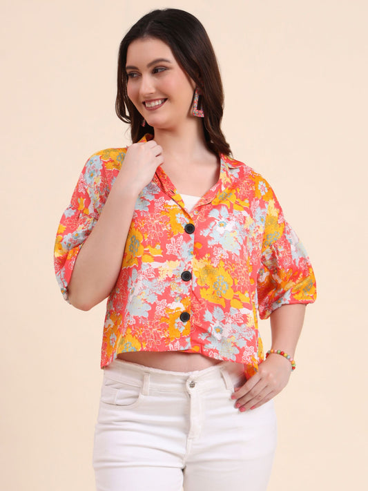 Multi Color Readymade Crocks Shirt: Designer Printed on Delta Fabric