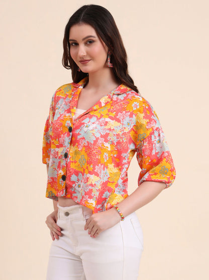 Multi Color Readymade Crocks Shirt: Designer Printed on Delta Fabric