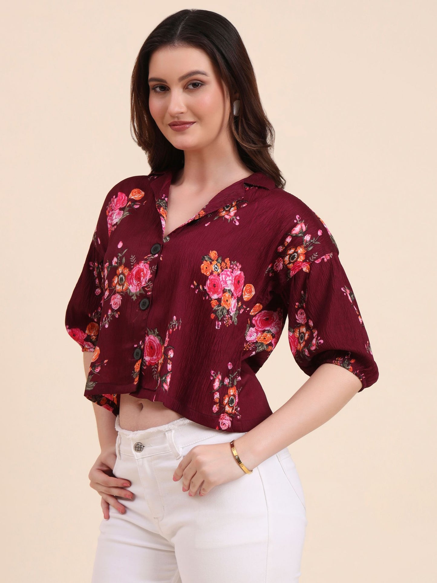 Wine Readymade Crocks Shirt: Designer Printed on Delta Fabric