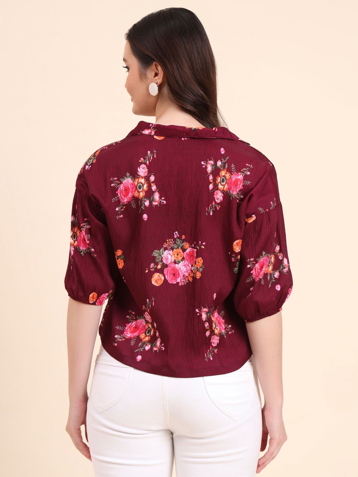 Wine Readymade Crocks Shirt: Designer Printed on Delta Fabric