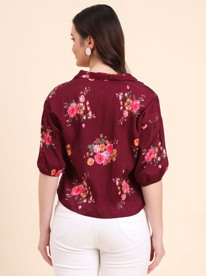 Wine Readymade Crocks Shirt: Designer Printed on Delta Fabric