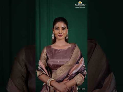 Lilac Purple Tussar Silk Jacquard Saree: Abstract Digital Print, Mohira Collection Unstitched Blouse
