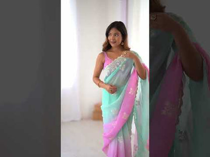 Purple Crunchy Silk Party Wear Saree