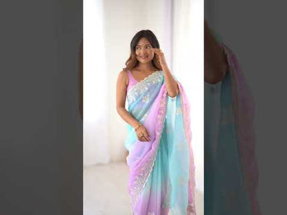 Lavender Crunchy Silk Party Wear Saree